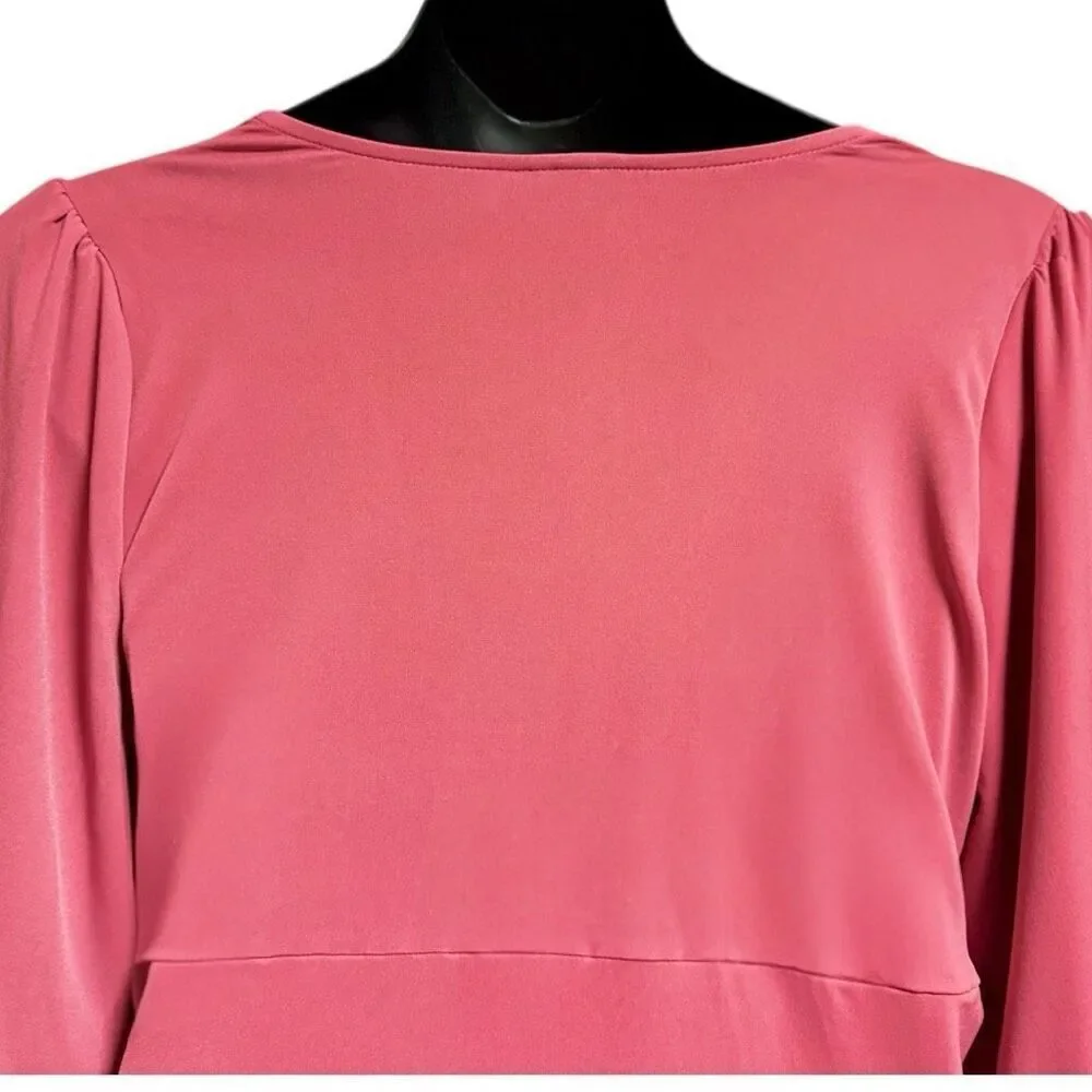 Torrid Berry Pink Studio Knit V-Neck Quarter Sleeve Shirred Top NWT - Picture 15 of 15